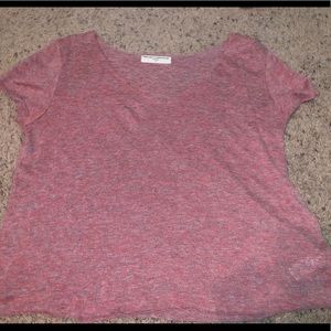 Blush Pink V-Neck, Raw Hemmed Top